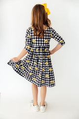 Iowa Plaid Tigerhawk 3/4 Sleeve Pocket Twirl Dress
