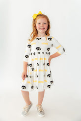 Mila & Rose Iowa White Tigerhawk 3/4 Sleeve Pocket Twirl Dress