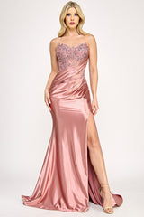 Lenovia 8396 Embroidered Sateen Formal Prom Gown