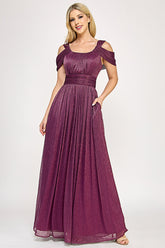 Lenovia 5327 Bridesmaid Dress in Foil Fabric with Cold Shoulder Styling