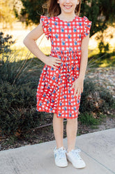 Mila & Rose Nebraska Plaid Herbie Husker Flutter Twirl Dress