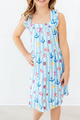 Mila & Rose Tidepool Treasures Ruffle Cross Back Dress For Girls