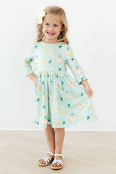 Mila & Rose Lucky Duck 3/4 Sleeve Pocket Twirl Dress For Girls