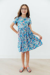 Mila & Rose Blooming in Wonderland Short Sleeve Pocket Twirl Dress For Girls