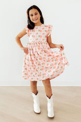Mila & Rose Georgia Peach Flutter Sleeve Twirl Dress For Girls
