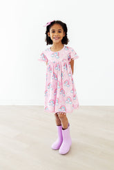 Mila & Rose Sparkling Rainbows Pom Pom Dress