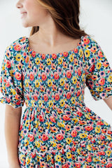 Mila & Rose Beautiful Blossoms Smocked Ruffle Dress For Girls