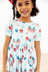 Mila & Rose Home of the Brave Short Sleeve Pocket Twirl Dress For Girls