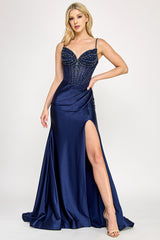 Lenovia 8404 Formal Sateen Prom or Evening Gown with Train