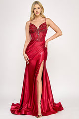Lenovia 8404 Formal Sateen Prom or Evening Gown with Train