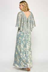 Lenovia 5330 Floral Foil Poncho Formal Gown