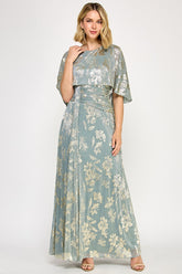 Lenovia 5330 Floral Foil Poncho Formal Gown