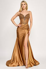 Lenovia 8404 Formal Sateen Prom or Evening Gown with Train