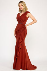 Lenovia 8374 Wrap Style Bridesmaid Formal Dress