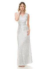 Lenovia 5246-A Sequined Floor Length Prom Gown