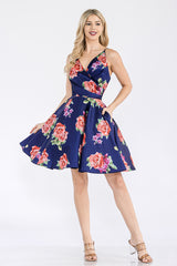 Lenovia 5307 Short Taffeta Floral Print Homecoming Party Dress