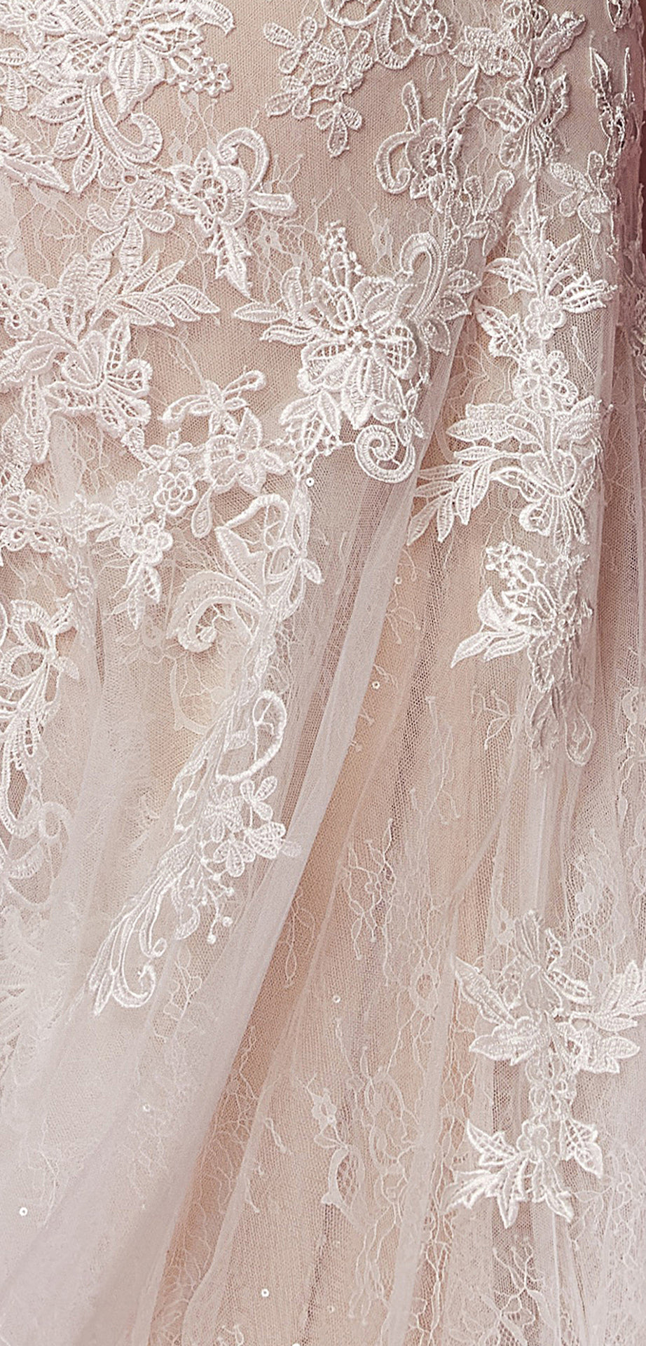 Nox Anabel H-493 V-Neck Tulle Wedding Gown with Train