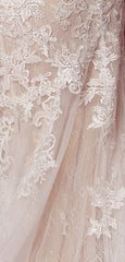 Nox Anabel H-493 V-Neck Tulle Wedding Gown with Train