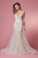 Nox Anabel JE917 Tulle Applique Mermaid Bridal Gown