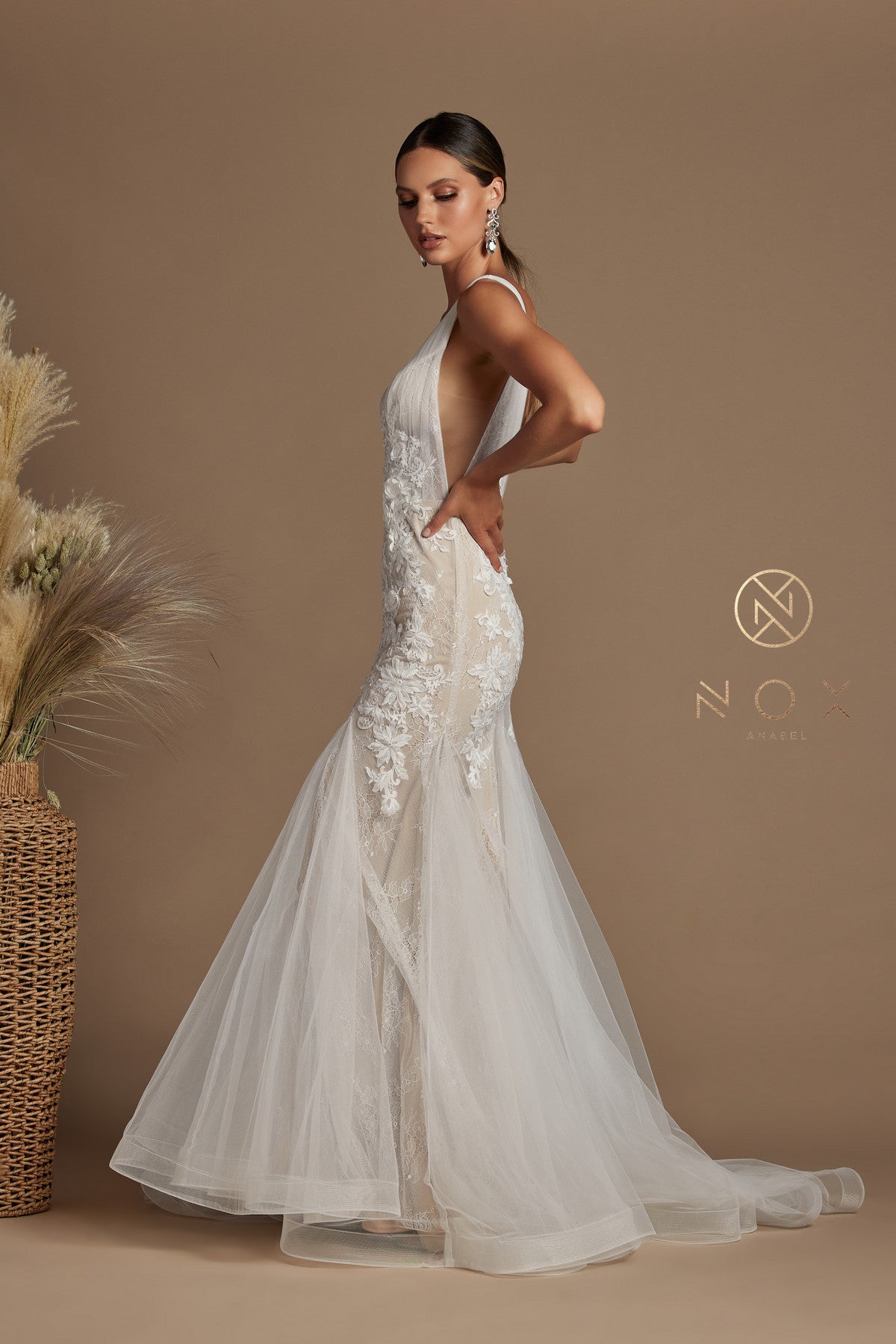 Nox Anabel JE-917 Tulle Applique Mermaid Bridal Gown