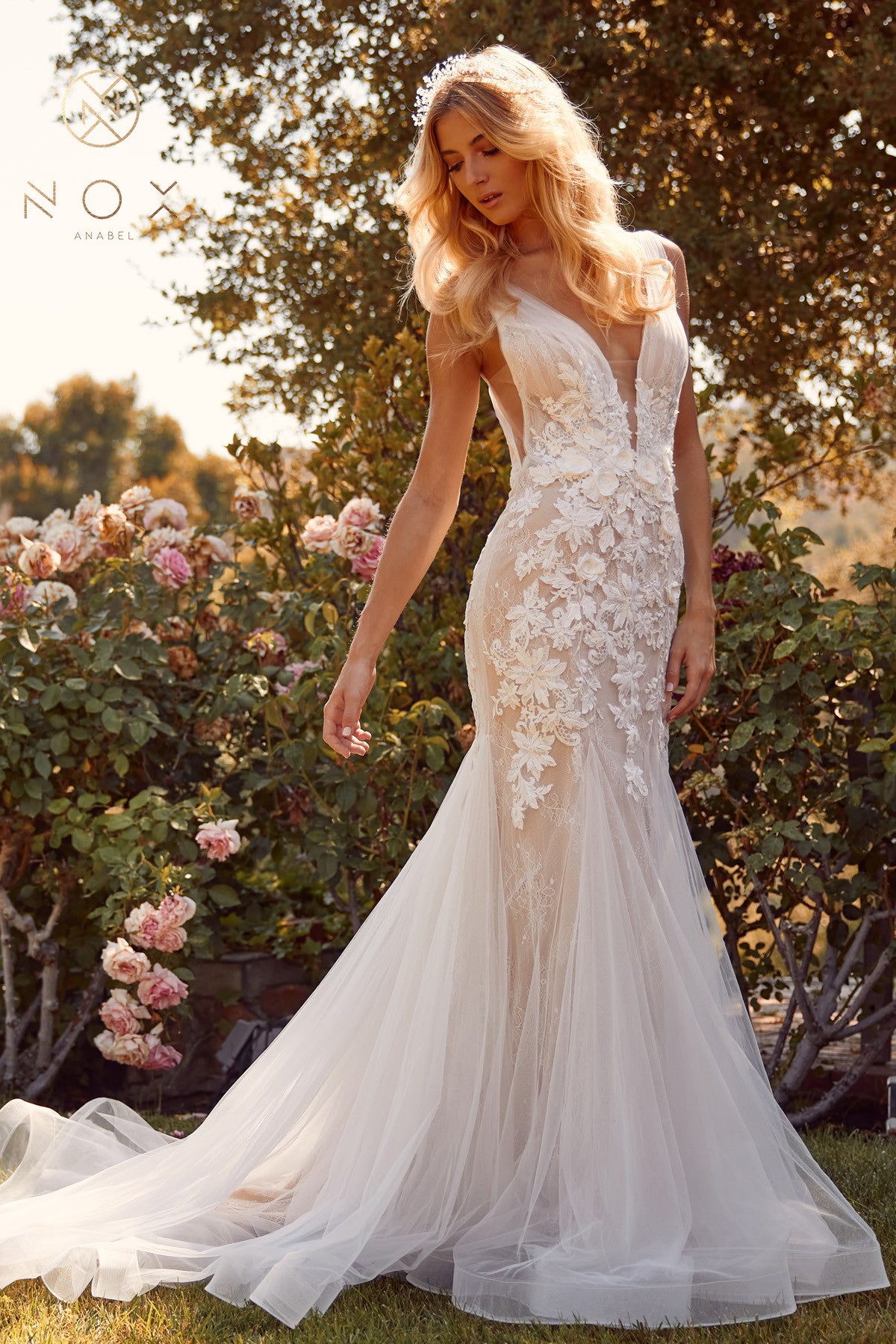 Nox Anabel JE-917 Tulle Applique Mermaid Bridal Gown