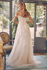 Nox Anabel JE-953 Off-Shoulder Embroidered Tulle A-line Wedding Gown