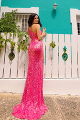 Nox Anabel A-1377 Full Sequin Prom Gown with Uni-Strap