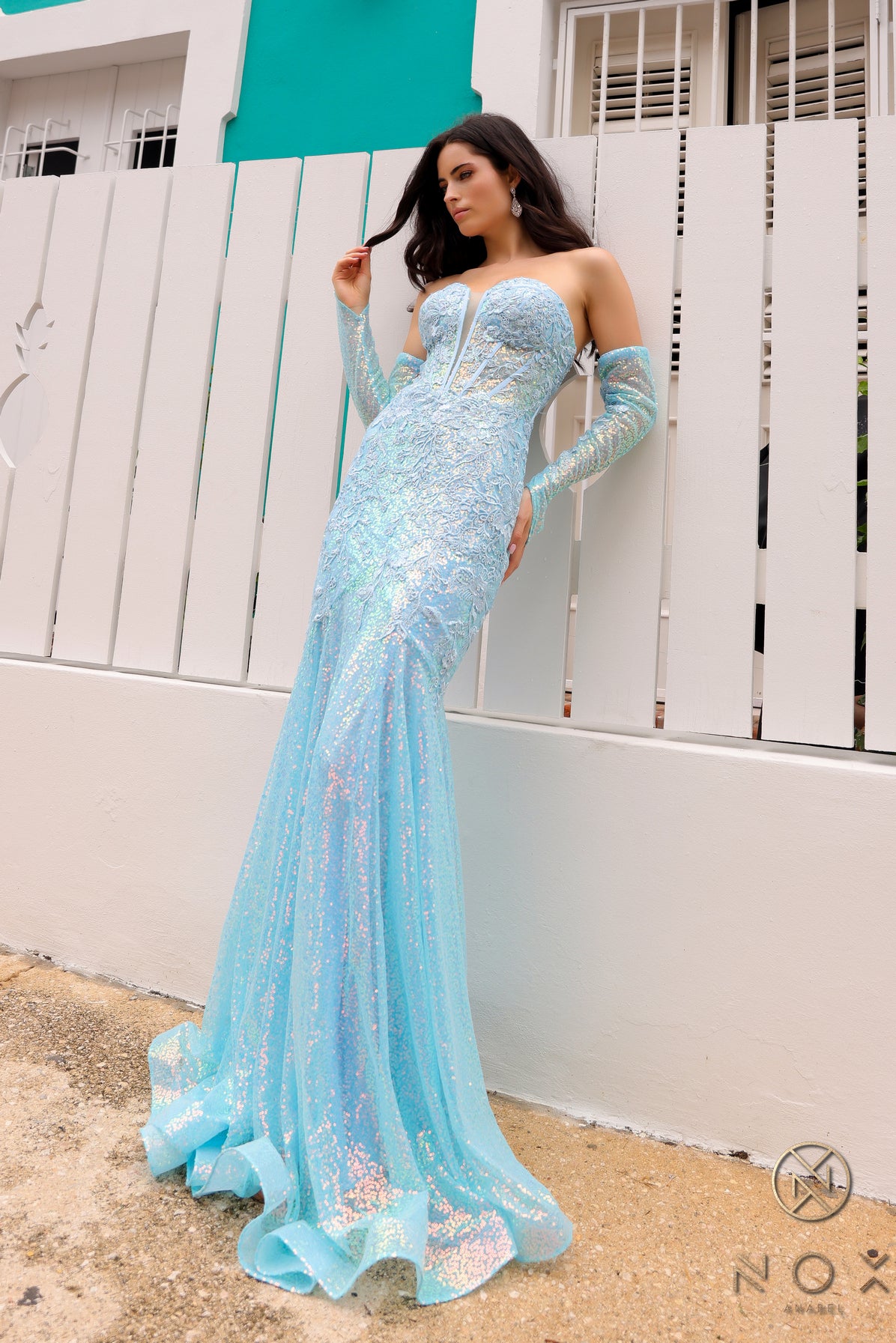 Nox Anabel D-1263 Sequined Mermaid Prom Gown