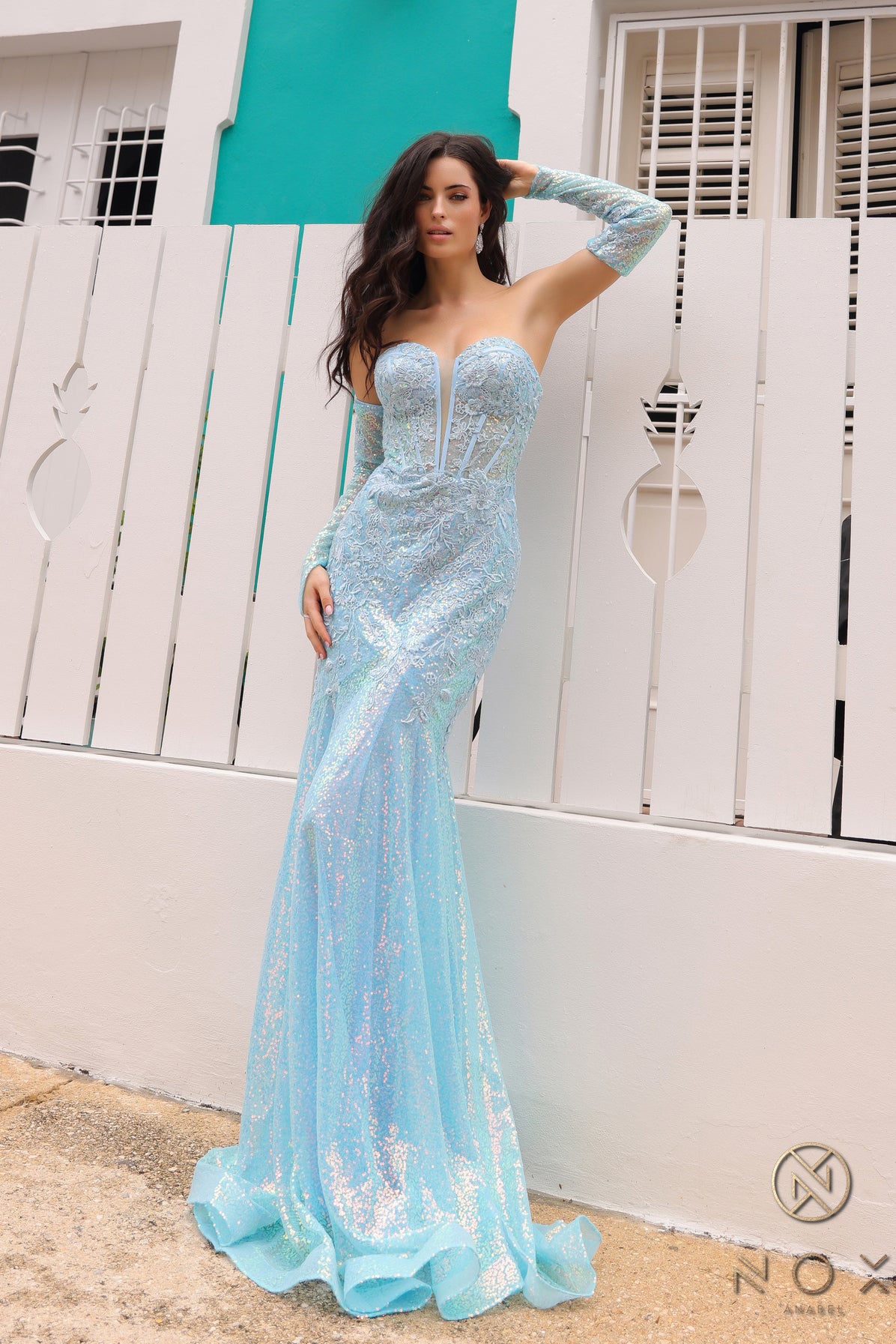 Nox Anabel D-1263 Sequined Mermaid Prom Gown
