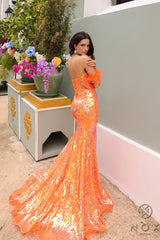 Nox Anabel D-1269 Formal Sequined Prom Gown