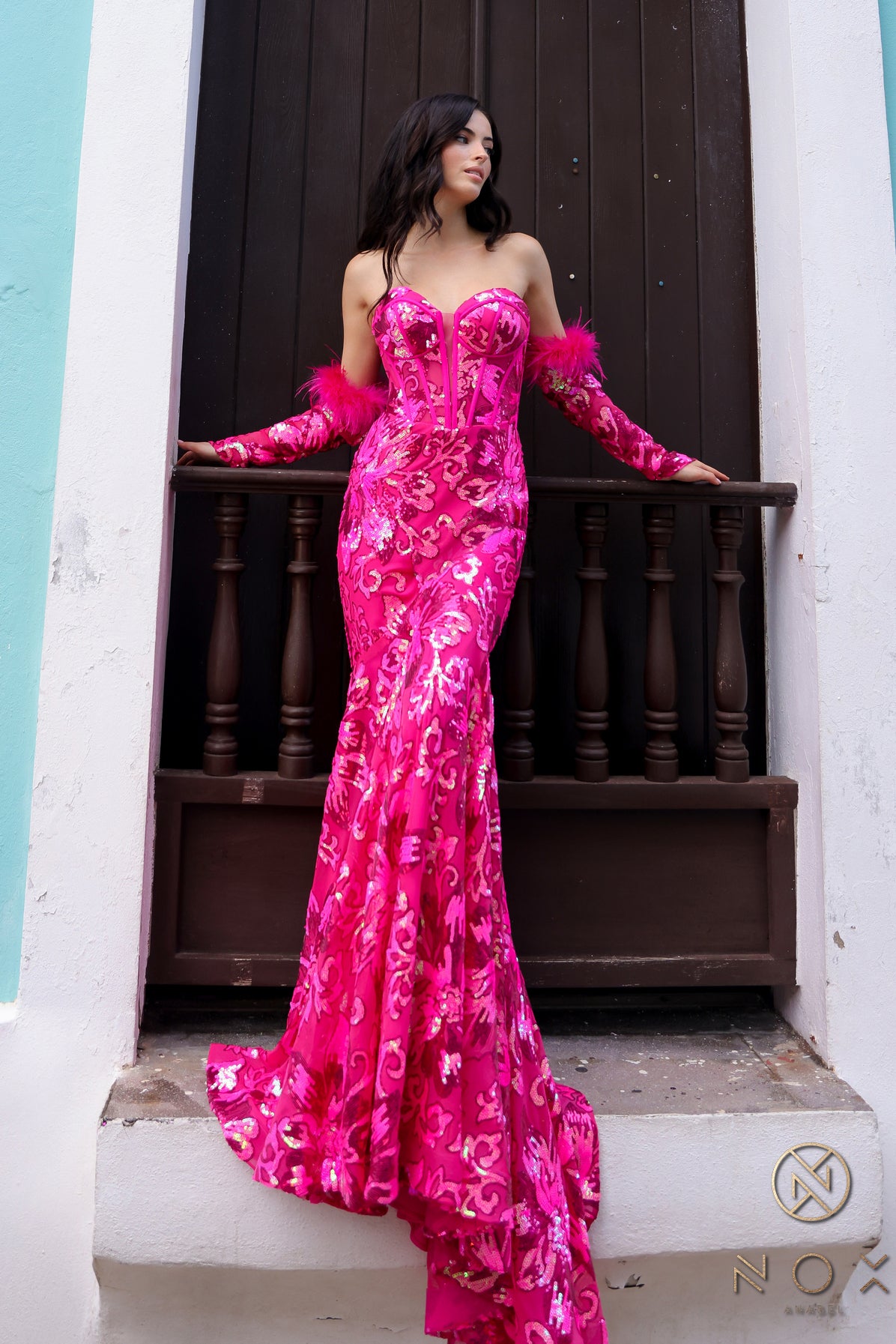 Nox Anabel D-1269 Formal Sequined Prom Gown