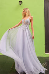 Nox Anabel 1391-Q Tulle Gown with Lace Bodice Formal Prom Gown