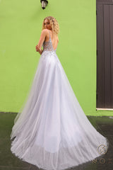 Nox Anabel 1391-Q Tulle Gown with Lace Bodice Formal Prom Gown