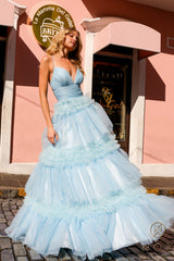 Nox Anabel 1316-R Layered Glitter Tulle A-line Prom Gown