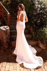 Nox Anabel JW-985 Deep V-neck With Keyhole Back Wedding Gown