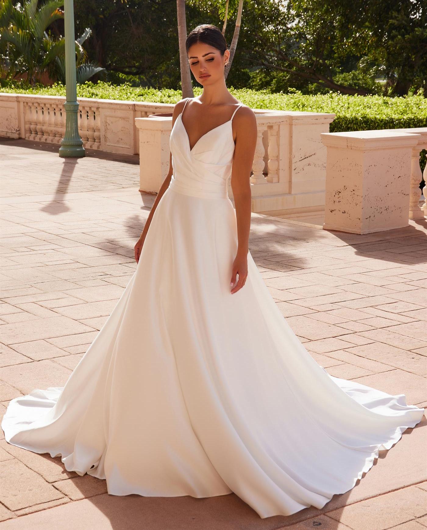 Nox Anabel JE-1015 Satin Minimalist A-line Wedding Dress