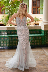 Nox Aabel 1606-C Sequined Tulle Mermaid Prom Gown