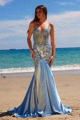 Nox Anabel E-1532 Satin and Lace Prom or Evening Gown
