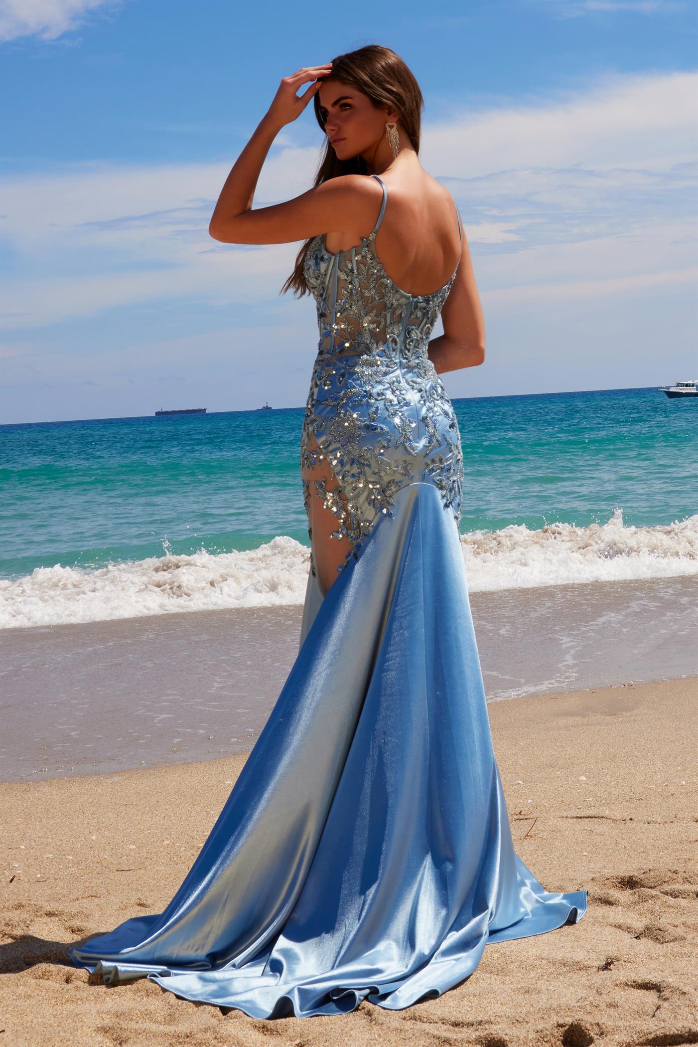 Nox Anabel E-1532 Satin and Lace Prom or Evening Gown