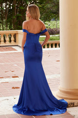 Nox Anabel Y1553 Floor Length Satin Fitted Prom Gown With Train