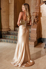 Nox Anabel 1625-C Stretch Satin Sparkle Prom Gown