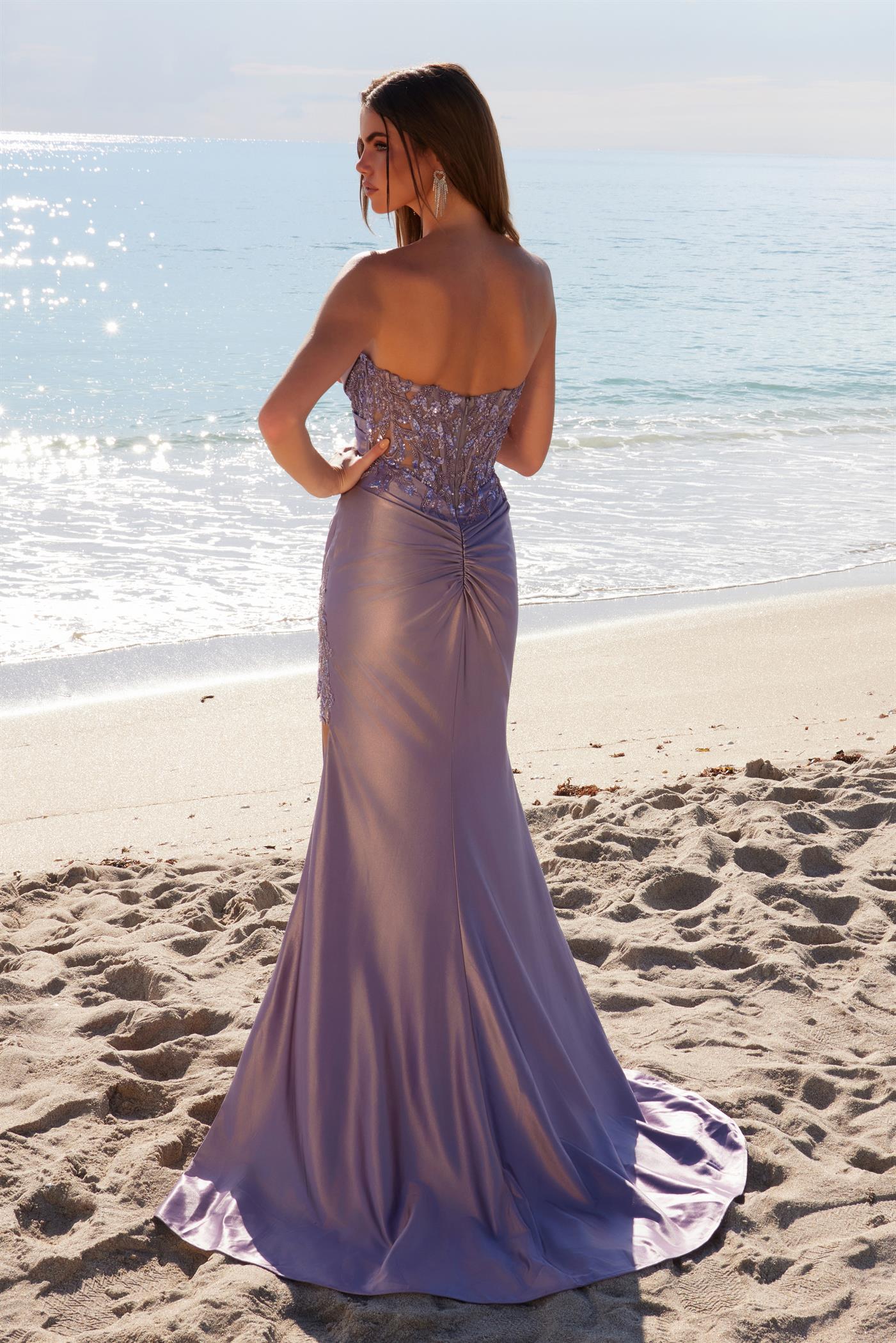 Nox Anabel 1527-E Stretch Satin Prom or Homecoming Gown