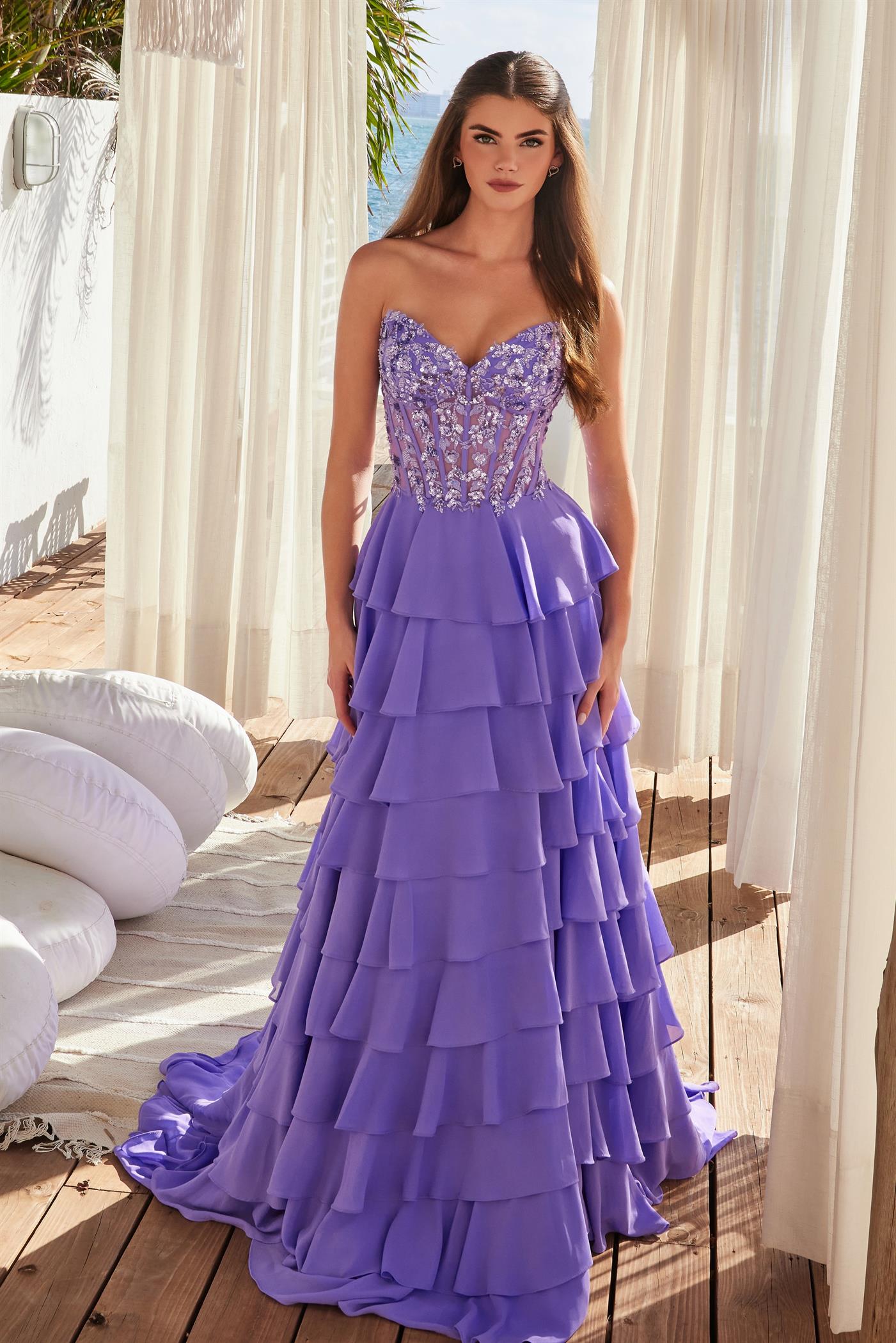 Nox Anabel Y-1551 Layered Chiffon Prom Gown