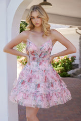 Nox Anabel 992-M Short Chiffon Print Dress Prom or Homecoming