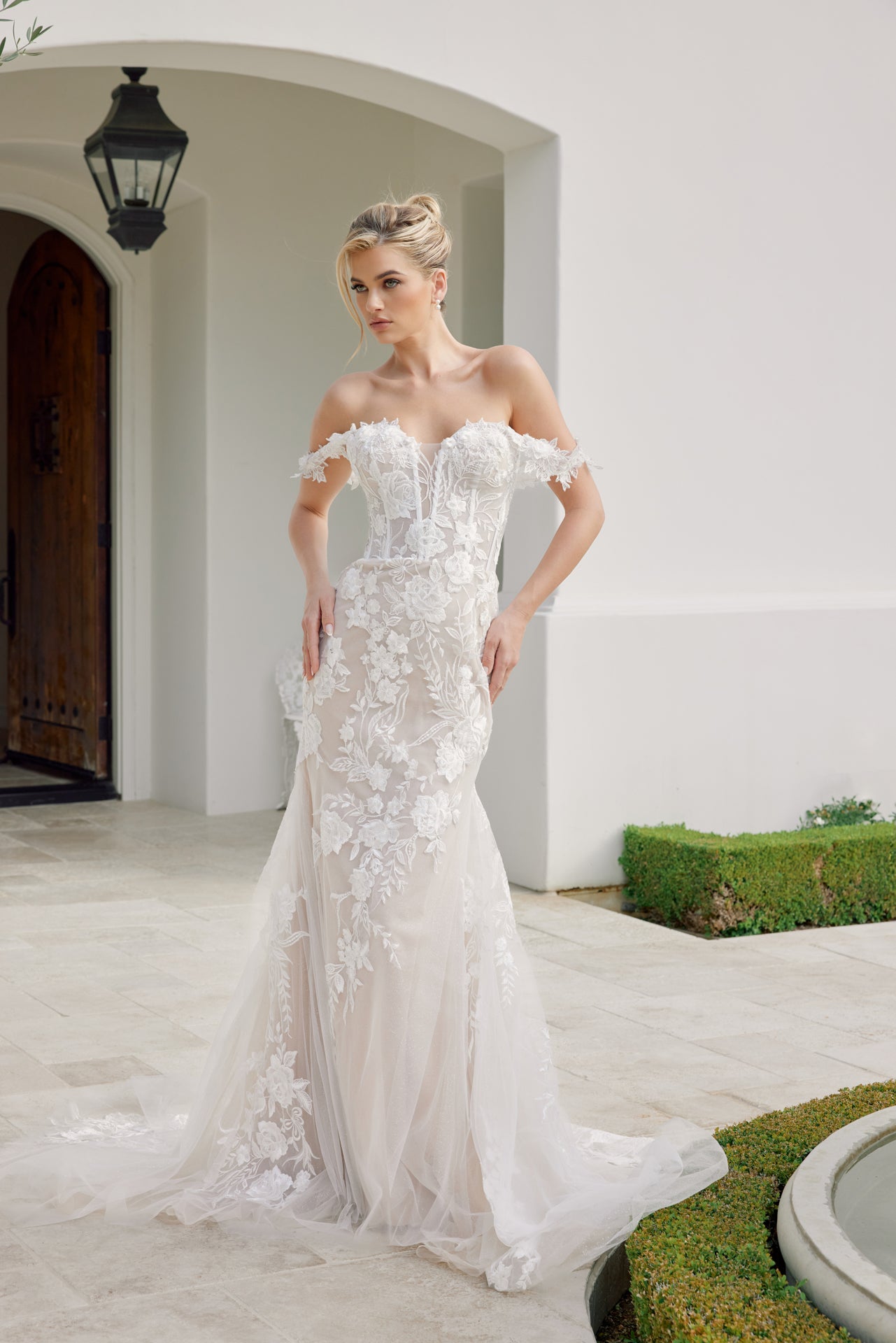 Nox Anabel JE-974 Off Shoulder Tulle Lace Wedding Dress