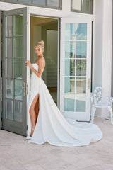 Nox Anabel JW-1035 Minimalist Strapless Pleated Bodice Wedding Gown
