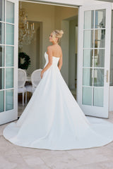 Nox Anabel JW-1035 Minimalist Strapless Pleated Bodice Wedding Gown