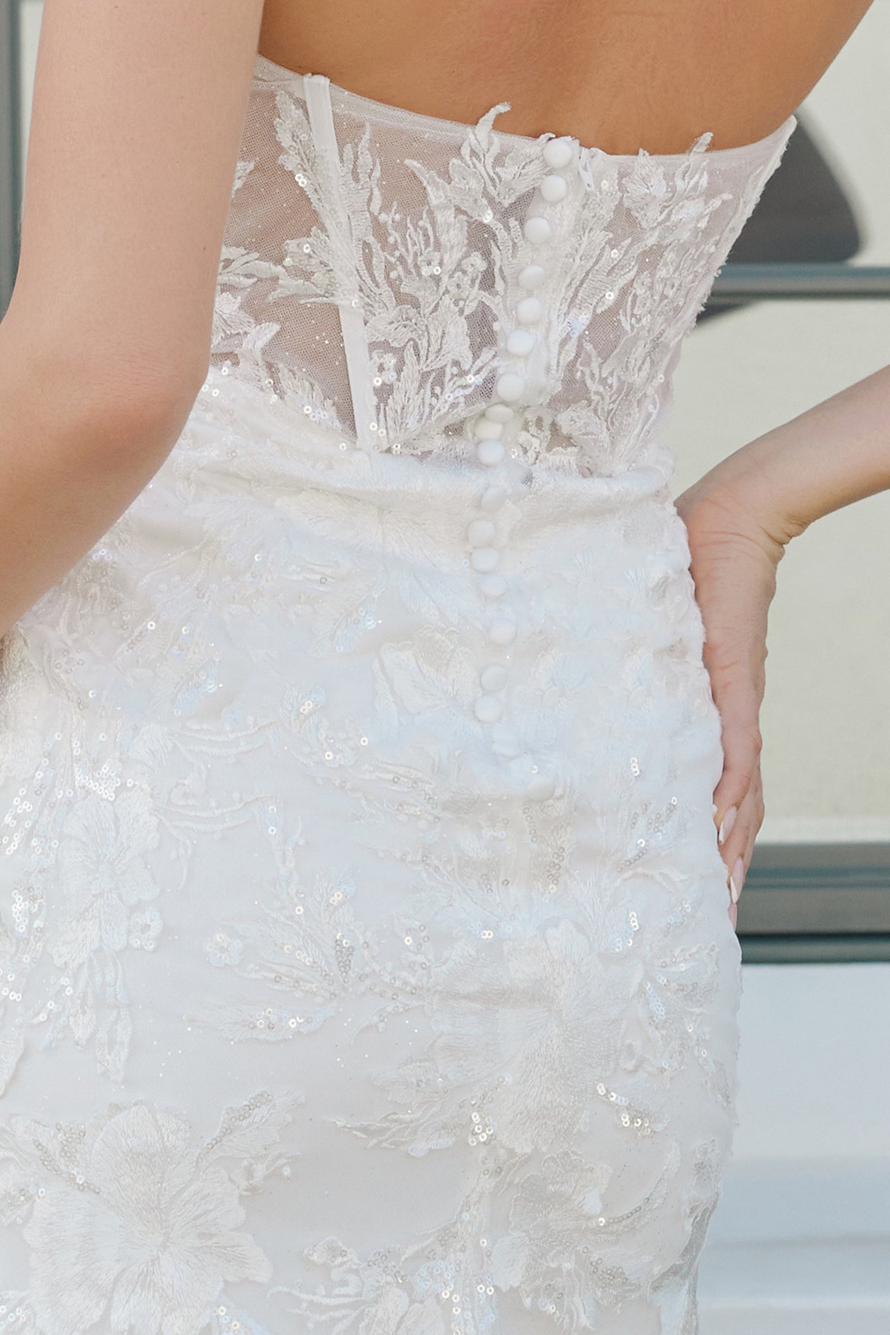 Nox Anabel JQ-1038 Sweetheart Sheer Lace Embroidered Wedding Dress