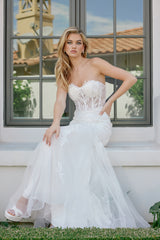 Nox Anabel JQ-1038 Sweetheart Sheer Lace Embroidered Wedding Dress