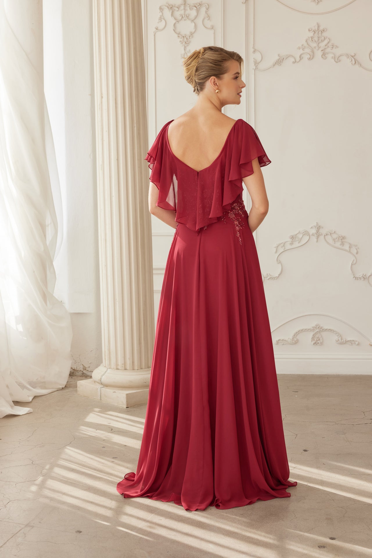Nox Anabel MJ-132 Chiffon Mothers Gown With Beading And Embroidery